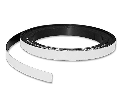 Magnetband Kennzeichnungsband farbig, Breite 10mm - 5m Rolle - Magnetstreifen - Zum Beschriften und Markieren, von Lager, Werkstatt, für Whiteboards, Flipcharts, Präsentationen, Farbe:weiß von Magnosphere