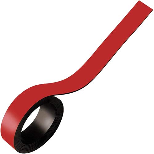 Magnetband Magnetstreifen farbig beschreibbar abwischbar - Breite 20mm - 5m Rolle - Kennzeichnungsband - Ideal zum Beschriften (mit Non-Permanent-Markern) oder farblichen Markierung, Farbe: Rot von Magnosphere