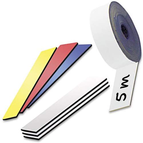 Magnetband Magnetstreifen farbig beschreibbar abwischbar - Breite 20mm - 5m Rolle - Kennzeichnungsband - Ideal zum Beschriften (mit Non-Permanent-Markern) oder farblichen Markierung, Farbe: Weiss von Magnosphere