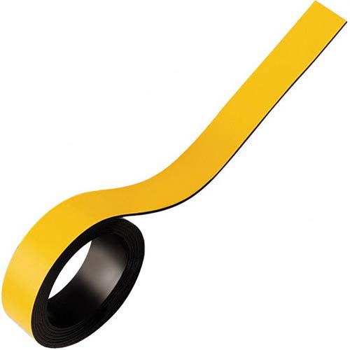 Magnetband Magnetstreifen farbig beschreibbar abwischbar - Breite 20mm - 5m Rolle - Kennzeichnungsband - Ideal zum Beschriften (mit Non-Permanent-Markern) oder farblichen Markierung, Farbe: Gelb von Magnosphere