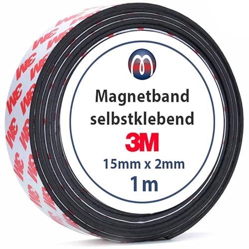 Magnetband Magnetstreifen selbstklebend mit 3M Kleber 2mm x 15mm x 1m - starker 3M-Kleber auf der Rückseite, optimale Haftkraft - Meterware Magnetband Magnetstreifen selbstklebend mit 3M Kleber 2mm x 15mm x 1m - starker 3M-Kleber auf der Rückseite, optimale Haftkraft - Meterware von Magnosphere