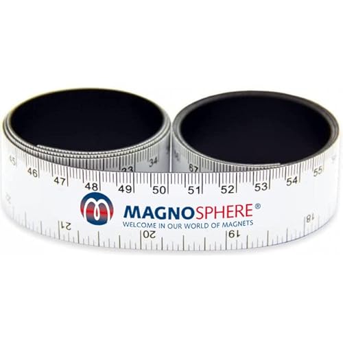 Magnetlineal Magnet Maßband Lineal magnetisch - 1 Meter - 100cm / 36 in. - WEIß - Magnetisches Ausmessen - Flexibles Magnetmaßband - Bandmaß magnetisch Rollmaßband von Magnosphere