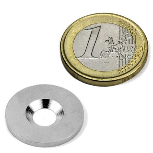 60 x Metallscheiben mit Bohrung und Senkung - Ø20mm x 2mm - aus Stahl (DC01) verzinkt - Metallplättchen rund mit Loch (Senkbohrung) - Gegenstück/Haftgrund für Magnete, Menge: 60 Stück von Magnosphere