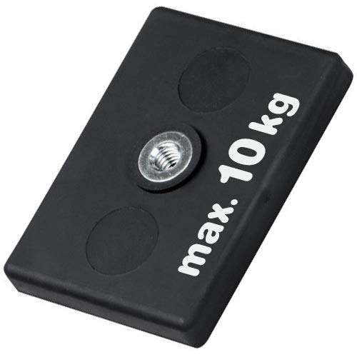 Neodym Magnet-System gummiert Innengewinde - Maße: 43 x 31 x 6 mm - Innen-Gewinde: M4 - Material: Neodym (NdFeB) - Haftkraft 10kg - Magnetsysteme mit Gummi-Mantel - Anti-Rutsch-Beschichtung von Magnosphere