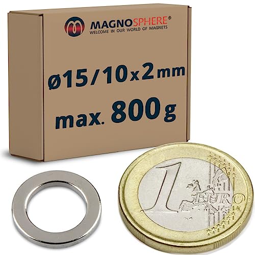 Ringmagnete Neodym Magnet-Ringe extra stark - Haftkraft bis 36kg - Starke NdFeB Magnete mit Loch für Industrie und Zuhause, Menge/Größe: 30 Stück - Ø15/10x2mm - 800g Haftkraft Ringmagnete Neodym Magnet-Ringe extra stark - Haftkraft bis 36kg - Starke NdFeB Magnete mit Loch für Industrie und Zuhause, Menge/Größe: 30 Stück - Ø15/10x2mm - 800g Haftkraft von Magnosphere