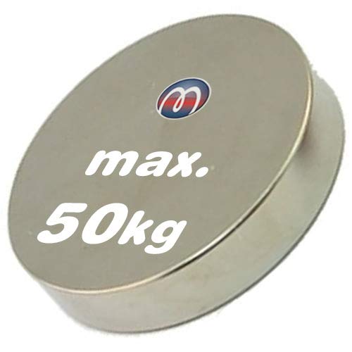 Scheibenmagnet / Rundmagnet Ø 60x 10mm - Neodym N40, Nickel - hält 50kg - Magnetscheiben - starker Powermagnet/Supermagnet/Permanentmagnet mit extremer Haftkraft, für Kühlschrank, Magnet Glasboards, Magnettafel, Pinnwand, Whiteboard von Magnosphere