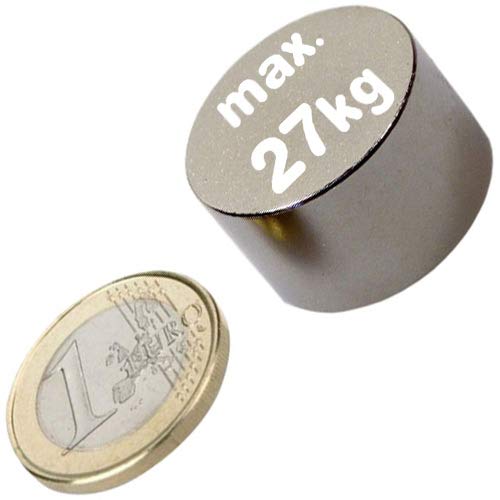 Scheibenmagnet / Rundmagnet Ø 25x15mm - Neodym N50, Nickel - hält 27kg - Magnetscheiben - starker Powermagnet/Supermagnet/Permanentmagnet mit extremer Haftkraft, für Kühlschrank, Magnet Glasboards, Magnettafel, Pinnwand, Whiteboard Scheibenmagnet / Rundmagnet Ø 25x15mm - Neodym N50, Nickel - hält 27kg - Magnetscheiben - starker Powermagnet/Supermagnet/Permanentmagnet mit extremer Haftkraft, für Kühlschrank, Magnet Glasboards, Magnettafel, Pinnwand, Whiteboard von Magnosphere