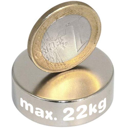 Scheibenmagnet / Rundmagnet Ø 30x10mm - Neodym N45, Nickel - hält 22kg - Magnetscheiben - starker Powermagnet/Supermagnet/Permanentmagnet mit extremer Haftkraft, für Kühlschrank, Magnet Glasboards, Magnettafel, Pinnwand, Whiteboard von Magnosphere