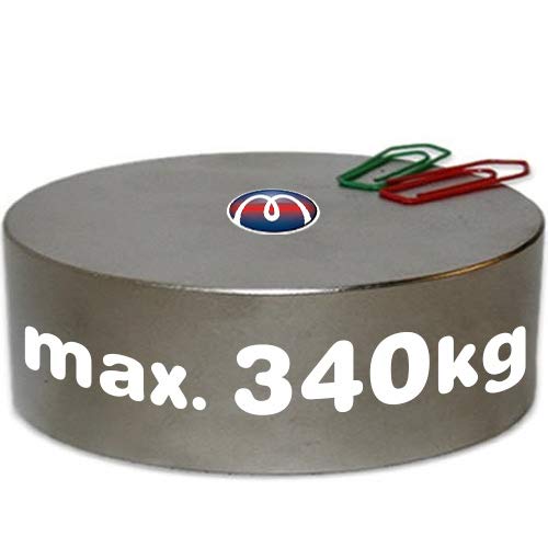 Scheibenmagnet Rundmagnet Ø 80 x 30mm – Neodym N45 (NdFeB) Nickel - hält 340kg - Magnet-Scheibe - starke Permanentmagnete (Supermagnete) mit extremer Haftkraft für Industrie und Zuhause von Magnosphere