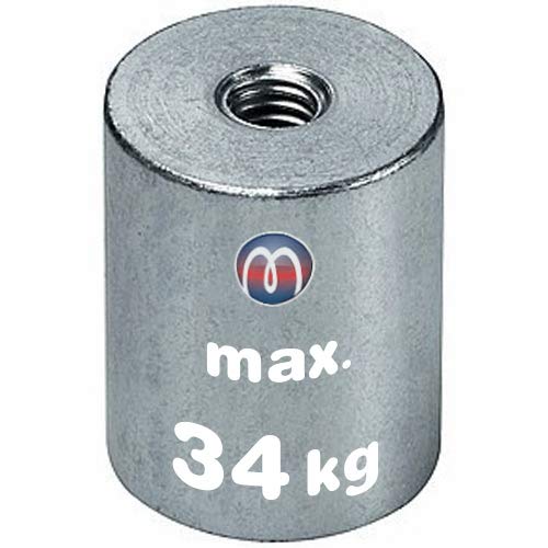 Neodym-Stabgreifer Ø 32 mm mit Innengewinde M8 x 12 - hält 34 kg - 1 Stück - Starke Magnete mit Innen-Gewinde für Industrie und Zuhause von Magnosphere