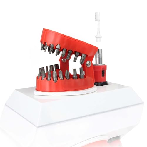 Magoog Zahnersatz-Bohrerhalter mit Basis, Gag-Geschenk für Zahnarzt, 3D-Skulptur, Schreibtischdekoration, 6,35 mm Sechskant-Bit-Schraubendreher, 2-in-1-Schraubendreher und Schreibtisch-Gadget, von Magoog