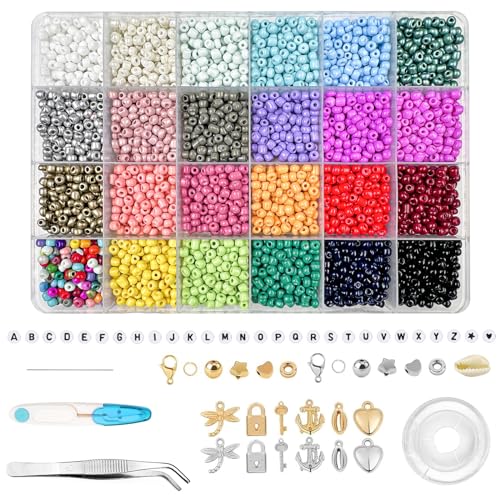 Magrimaxio 4000 Stück 4 mm perlen für armbänder, buchstabenperlen zum auffädeln, bastelperlen, mit elastischer faden, Schere und Aufbewahrungsbox, perlenset für DIY Bracelet Making Kit Magrimaxio 4000 Stück 4 mm perlen für armbänder, buchstabenperlen zum auffädeln, bastelperlen, mit elastischer faden, Schere und Aufbewahrungsbox, perlenset für DIY Bracelet Making Kit von Magrimaxio