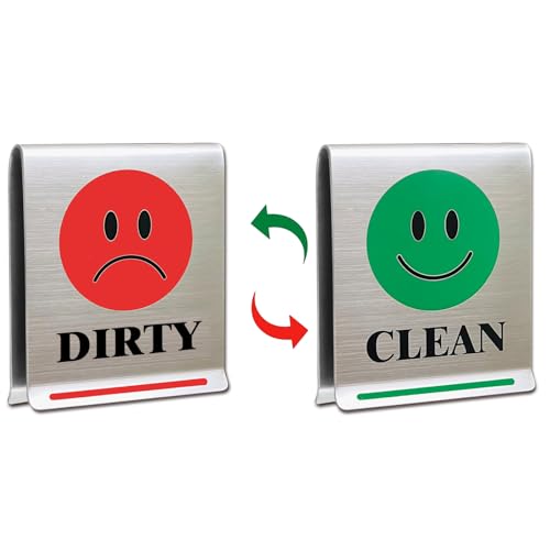 Schild mit Aufschrift "Dishwasher Clean Dirty", magnetfrei, Edelstahl-Innenanzeige, wendbares Schild zum Aufhängen in der Spülmaschine von Magrooyar