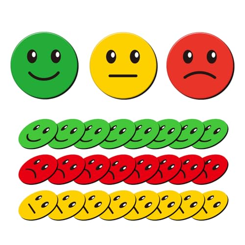 Smiley-Magnete für Whiteboard, Kühlschrank, Büro, Klassenzimmer, 2,5 cm, Rot, Grün, Gelb, 60 Stück Smiley-Magnete für Whiteboard, Kühlschrank, Büro, Klassenzimmer, 2,5 cm, Rot, Grün, Gelb, 60 Stück von Magrooyar