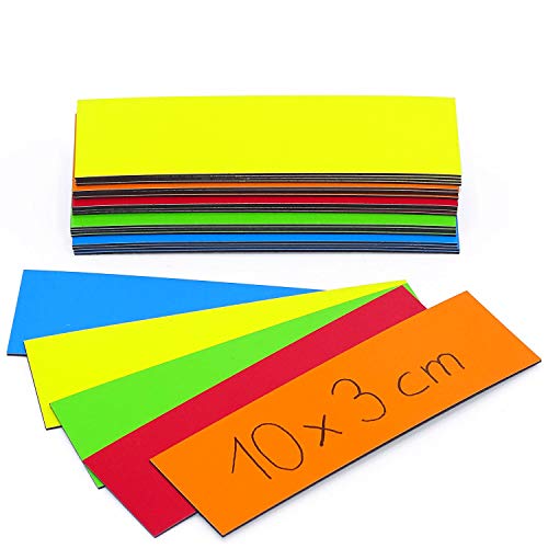 25 farbige Magnet-Etiketten I 10 x 3 cm I je 5 Streifen pro Farbe I mag_217 von Magstick