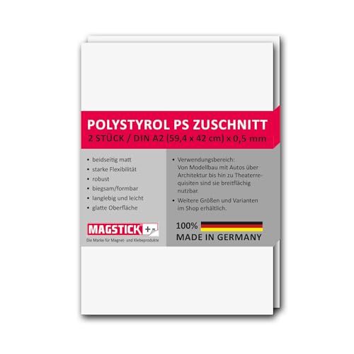 2er Set Polystyrol Platten weiß I DIN A2 Kunststoff-Hartplatten PS Zuschnitte I 420 x 594 mm I 0,5 mm Stärke I mag278 2er Set Polystyrol Platten weiß I DIN A2 Kunststoff-Hartplatten PS Zuschnitte I 420 x 594 mm I 0,5 mm Stärke I mag278 von Magstick
