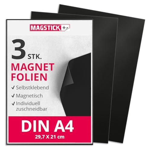 3er Set Magnet-Folie in DIN A4 I selbstklebend, rohbraun schwarz I zum Basteln I für Foto Bild Motiv Stanzen Kühlschrank-Magnet Lehrer-in I diy I mag_002 von Magstick