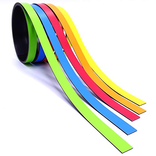 5x Magnet-Streifen farbig sortiert I ca. 1 cm x 1 m Magnetband zum markieren einteilen auf Whiteboards Lager-Regale Kalender I Magnet-Etiketten I mag_210 von Magstick