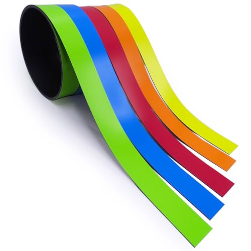 5x Magnet-Streifen farbig sortiert I 2cm x 1m Magnetband zum markieren einteilen auf Whiteboards Lager-Regale Kalender I Magnet-Etiketten I mag211 von Magstick