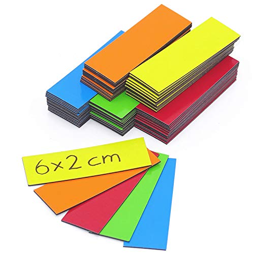 75 farbige Magnet-Etiketten I 6 x 2 cm I je 15 Streifen pro Farbe I mag_218 von Magstick