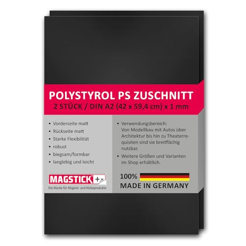 Magstick 2er Set Polystyrol Platten schwarz I DIN A2 Kunststoff-Hartplatten PS Zuschnitte I 42 x 59,4 cm I Modellbau Architektur I mag276 Magstick 2er Set Polystyrol Platten schwarz I DIN A2 Kunststoff-Hartplatten PS Zuschnitte I 42 x 59,4 cm I Modellbau Architektur I mag276 von Magstick