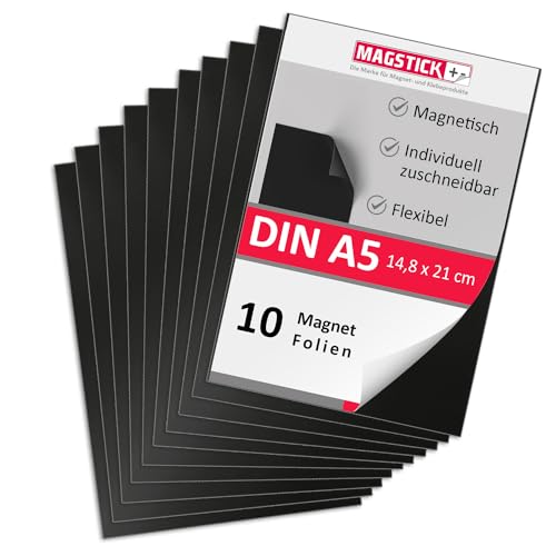 Magstick Magnetfolie 10 Stück I DIN A5 I Magnetklebefolie I flexibel selbstklebend zuschneidbar magnetisch beklebbar I zum Basteln ordnen I Stanzen Aufbewahrung Magnetbogen Fotomagnet I mag272 Magstick Magnetfolie 10 Stück I DIN A5 I Magnetklebefolie I flexibel selbstklebend zuschneidbar magnetisch beklebbar I zum Basteln ordnen I Stanzen Aufbewahrung Magnetbogen Fotomagnet I mag272 von Magstick