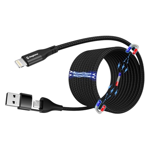 Magtame Magnetic Coiled Phone Ladekabel 2 in 1, 1.5M Multi Schnellladekabel USB A/C zu Light_ning Kabel, Datenübertragung geflochtenes Kabel MFi zertifiziert kompatibel mit Phone 14 Pro 13 12 11 XR Magtame Magnetic Coiled Phone Ladekabel 2 in 1, 1.5M Multi Schnellladekabel USB A/C zu Light_ning Kabel, Datenübertragung geflochtenes Kabel MFi zertifiziert kompatibel mit Phone 14 Pro 13 12 11 XR von Magtame