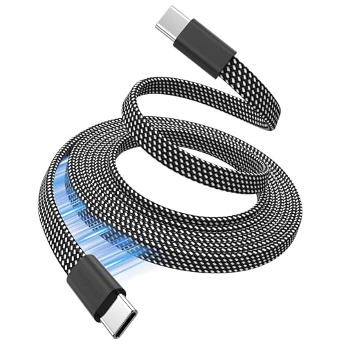 Magtame Magnetic USB C Kabel 1.5M Flachgewickeltes USB C auf USB C Kabel 60W(3A), Einziehbares Typ C Schnellladekabel, Flexibles USB C Kabel Kompatibel für Phone 15 Pro Max, Samsung, Pad, Schwarz von Magtame
