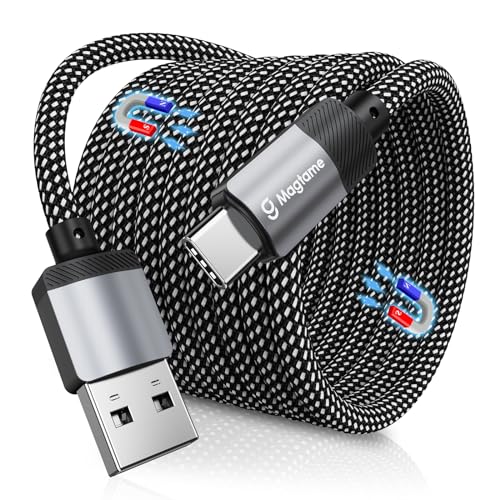 Magtame USB C Kabel, 150CM Magnetisches USB A zu USB C Kabel, Nylon geflochtenes Spiralkabel Typ C Schnellladekabel für Samsung S23/S22, für Pad, für Macbook, Original Design Patent Produkt von Magtame