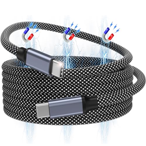 Magtame USB C Kabel, 240W magnetisches USB C auf USB C Kabel 5ft, 5A Nylon Geflochtene Schnellladeart C Kabel für Samsung S22 USB C Gerät (schwarz) von Magtame