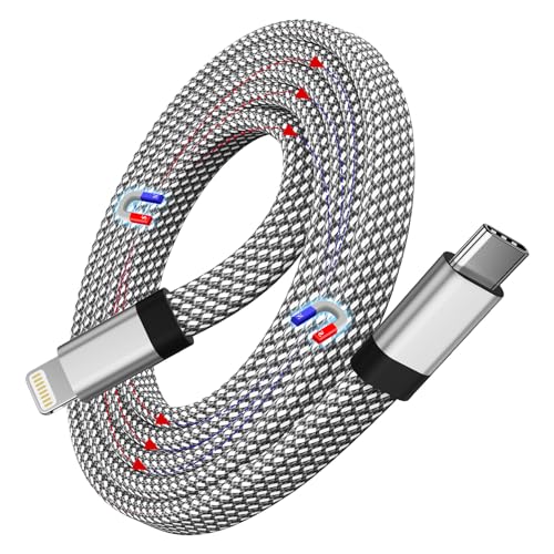 Magtame USB C Light-ning Kabel, Spiralkabel iPhone Ladekabel, Magnetisch 1M Aufgerollt Kabel, Flach iPhone Original Kabel MFi-Zertifiziert Nylon Geflochten für iPhone 14 13 Pro Max Mini XS XR X 8 7 SE Magtame USB C Light-ning Kabel, Spiralkabel iPhone Ladekabel, Magnetisch 1M Aufgerollt Kabel, Flach iPhone Original Kabel MFi-Zertifiziert Nylon Geflochten für iPhone 14 13 Pro Max Mini XS XR X 8 7 SE von Magtame