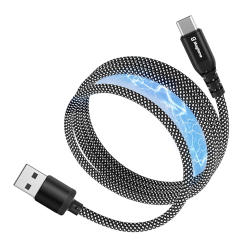Magtame magnetisches USB C Kabel, Elastisches gewickeltes USBA zu USB-C- Ladekabel, 1M/3.3FT einziehbares USBC-Kabel, Nylon geflochtene Typ C Schnellladekabel, Kompatibel mit i-Phone 16 15 Samsung von Magtame