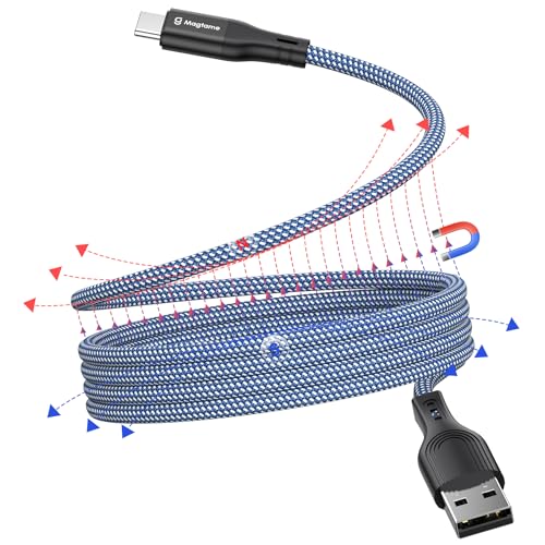Magtame Magnetisches USB-C-Kabel, Gewickeltes USB-A-auf-USB-C, 1M Einziehbar, Nylon Geflochtenes Typ C Schnellladekabel, Kompatibel Mit Samsung, Pad Magtame Magnetisches USB-C-Kabel, Gewickeltes USB-A-auf-USB-C, 1M Einziehbar, Nylon Geflochtenes Typ C Schnellladekabel, Kompatibel Mit Samsung, Pad von Magtame