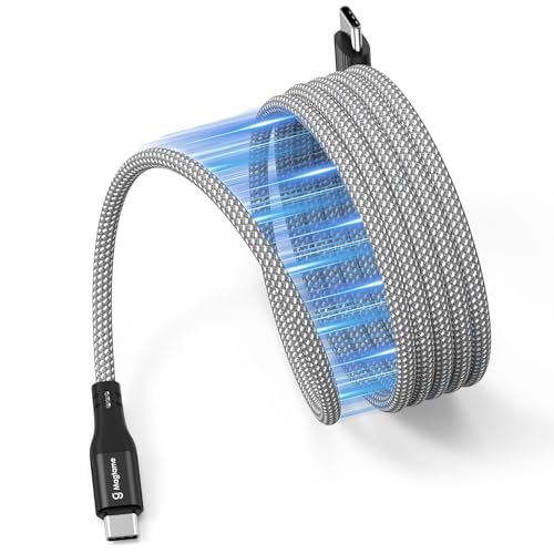 Magtame magnetisches USB-C-Kabel, gewickeltes USB-C-auf-USB-C-Kabel 60W(3A), 1.5M flexibles USB-C-Kabel, Nylon-geflochtenes Typ C-Schnellladekabel kompatibel mit Phone 15, für Samsung, Pad von Magtame