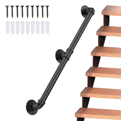 Treppengeländer Innen Außen, Magtctyae Handlauf Schwarz 2m Handläufe für Treppen Vintage Rohrförmiges Handfußgeländer Sicherheitsgeländer Türgriff Treppengeländer Handlaufhalter Treppengeländer Innen Außen, Magtctyae Handlauf Schwarz 2m Handläufe für Treppen Vintage Rohrförmiges Handfußgeländer Sicherheitsgeländer Türgriff Treppengeländer Handlaufhalter von Magtctyae