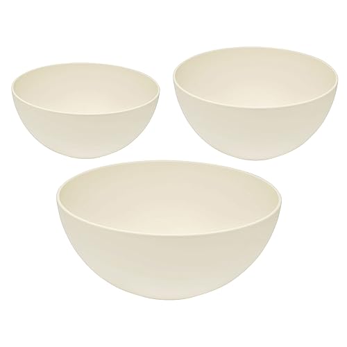 3er Set Magu Natur-Design Schüssel Beige Ø 16, 20, 26 cm aus einem Polymer aus natürlichen Materialien Schüsselset Salatschüssel von Magu