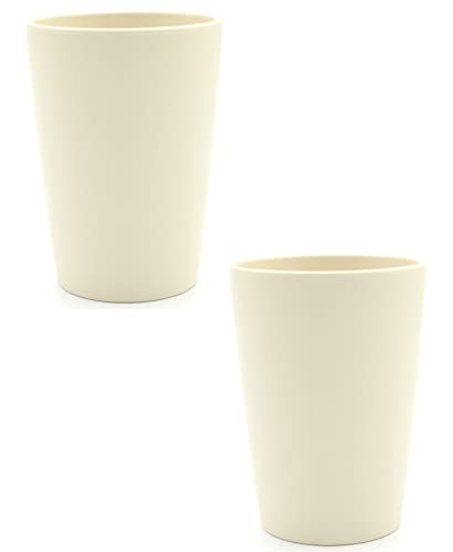 Magu 2 Nachhaltiger Biopolymer Becher (6 Farben) Farbe: naturweiß 100% Erdölfrei | Robust und Nachhaltig | Kunststoff Trinkbecher oder Zahnputzbecher | 2er Set weiß von Magu