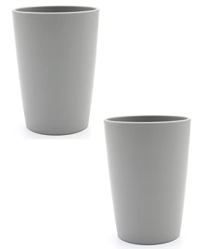 Magu 2 Nachhaltiger Biopolymer Becher (6 Farben) Farbe: silber 100% Erdölfrei | Robust und Nachhaltig | Kunststoff Trinkbecher oder Zahnputzbecher | 2er Set silber grau von Magu