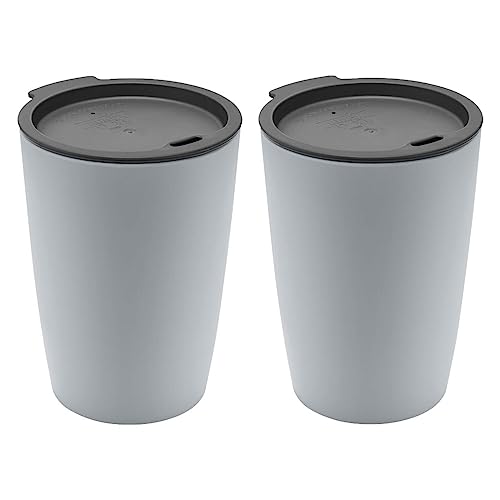 Magu 2er Set Natur-Design Trinkbecher Coffee to Go Grau ca. 310 ml aus einem Polymer aus natürlichen Materialien Mehrwegbecher Kaffeebecher von Magu