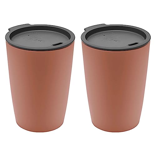 Magu 2er Set Natur-Design Trinkbecher Coffee to Go Rot ca. 310 ml aus einem Polymer aus natürlichen Materialien Mehrwegbecher Kaffeebecher von Magu