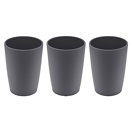 Magu 3er Set Natur-Design Trinkbecher Anthrazit ca. 310 ml aus einem Polymer aus natürlichen Materialien Mehrwegbecher Partybecher von Magu