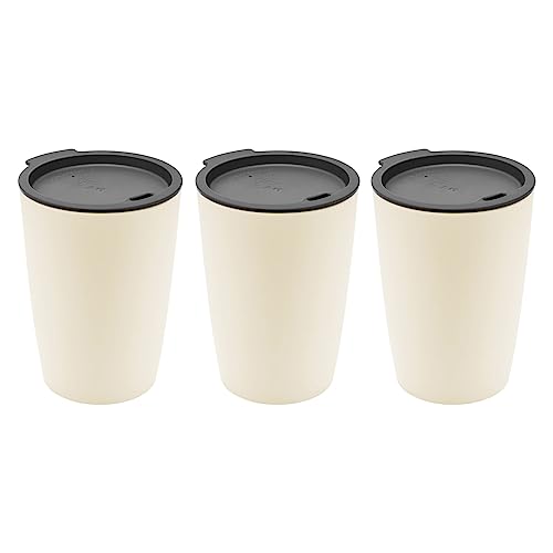 Magu 3er Set Natur-Design Trinkbecher Coffee to Go Beige ca. 310 ml aus einem Polymer aus natürlichen Materialien Mehrwegbecher Kaffeebecher von Magu