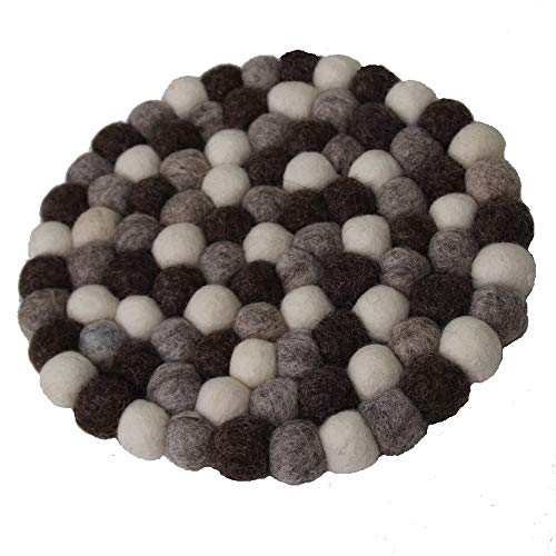 Maharanis Fairtrade Filz Untersetzer Topf Untersetzer Kiesel Natur hell 22 cm handgefertigt aus Reiner Wolle, hitzebeständig von Maharanis