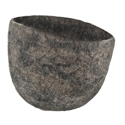 Maharanis Filz Übertopf Korb Aufbewahrung Scandic Design Filz Hut reine Wolle handgefertigt kiesel Durchmesser ca. 21 cm von Maharanis