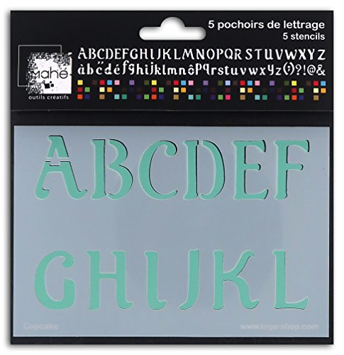 Mahé LE14 Schablone Alphabet Cupcake Kunststoff transparent 21 x 30 x 0,1 cm von Toga