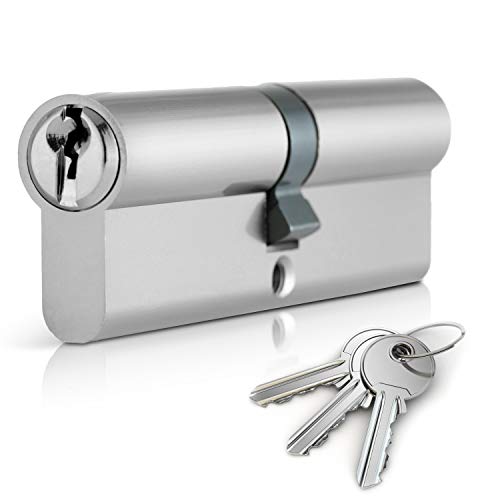 XFORT Chrom 40/40 Euro-Zylinderschloss (80mm), Euro-Türschloss mit 3 Schlüsseln, Anti-Bump, Anti-Drill und Anti-Pick Türschloss mit Schlüssel von XFORT