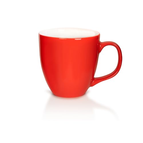 Mahlwerck Jumbotasse, große Kaffeetasse aus Premium Porzellan mit hoch-glänzender Oberfläche, Geschenktasse, Tornado Red, 400ml von Mahlwerck