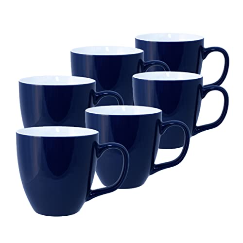 Mahlwerck Jumbotasse, Kaffeetasse oder Teetasse absolut kratzfest, spülmaschinenfest, Porzellan Tasse mit Henkel, Ocean Blue, blau 400-450 ml, 6er Set von Mahlwerck