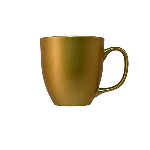 Mahlwerck Jumbotasse, große Kaffeetasse aus Premium Porzellan mit hoch-glänzender Oberfläche, Geschenktasse, Gold Metal, 400ml von Mahlwerck