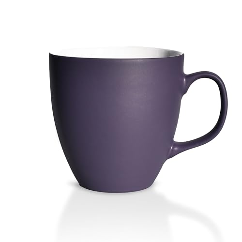 Mahlwerck Jumbotasse BIG, große hochwertige Porzellan-Kaffeetasse mit matter Oberfläche, moderner Kaffeebecher mit Henkel 600 ml, Berry Violet, Rot von Mahlwerck